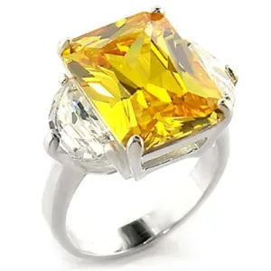High-Polished 925 Sterling Silver Ring with AAA Grade CZ in Citrine for Women Style LOAS828