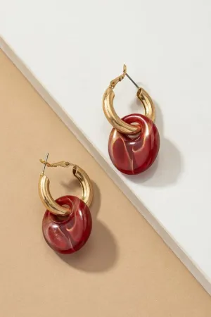 Hollow tube hoop earrings with dangling acetate