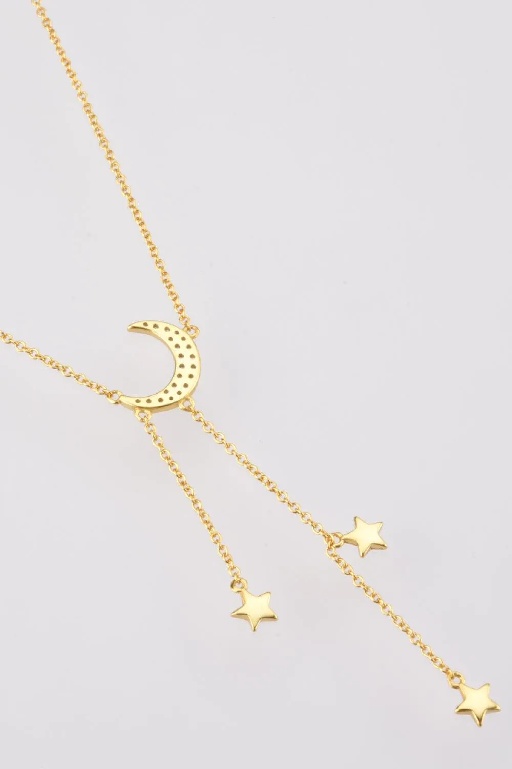 Inlaid Zircon Star and Moon Necklace