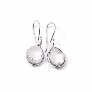 Ippolita Rock Candy Collection Mini Teardrop Clear Quartz Earrings in Sterling Silver