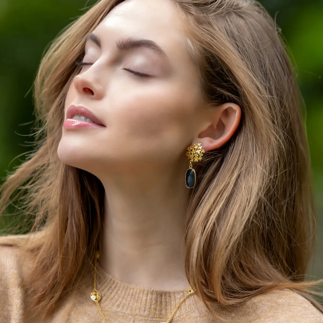 Jardin Hydrangea Blue Quartz Drop Earrings