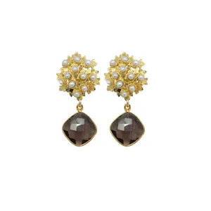 Jardin Hydrangea Smoky Quartz Earrings
