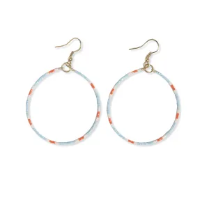 Kelly Dot Beaded Hoop Earrings in Light Blue