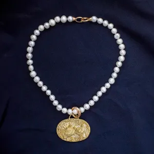 Kevin's Freshwater Pearl Bob White Quail Pendant Necklace
