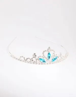 Kids Silver & Aqua Diamante Tiara Headband