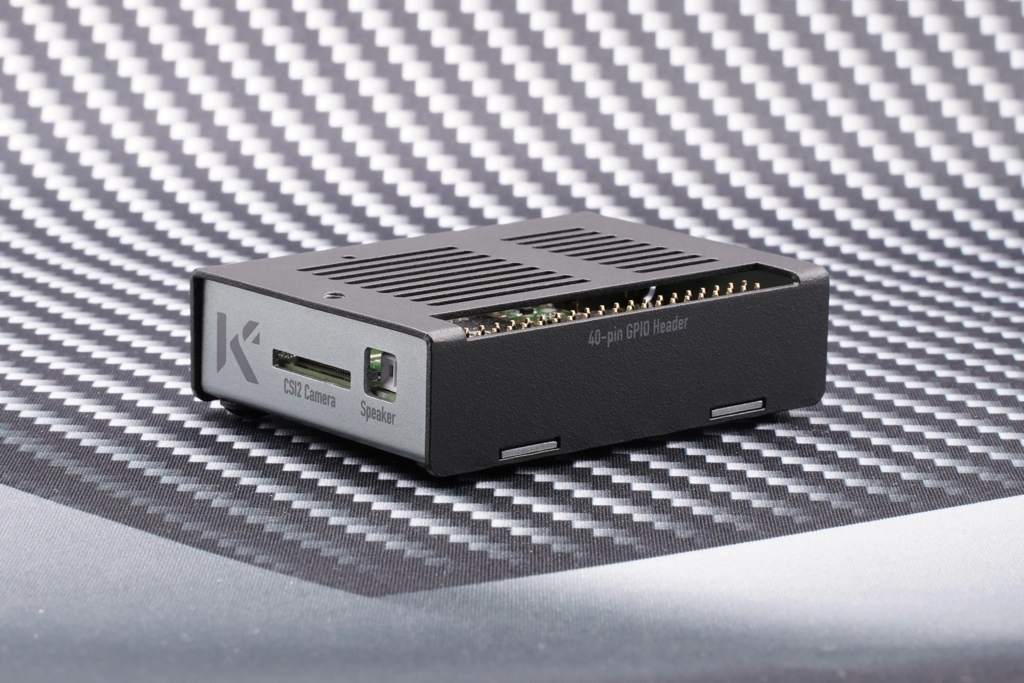 KKSB Coral Dev Board Mini Case with GPIO Access - Black and Gray Aluminium