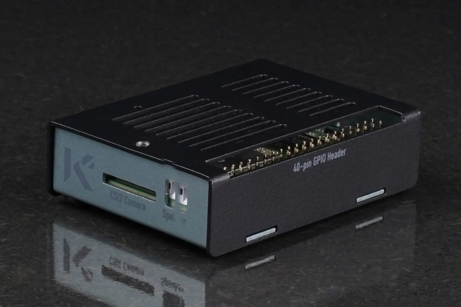 KKSB Coral Dev Board Mini Case with GPIO Access - Black and Gray Aluminium