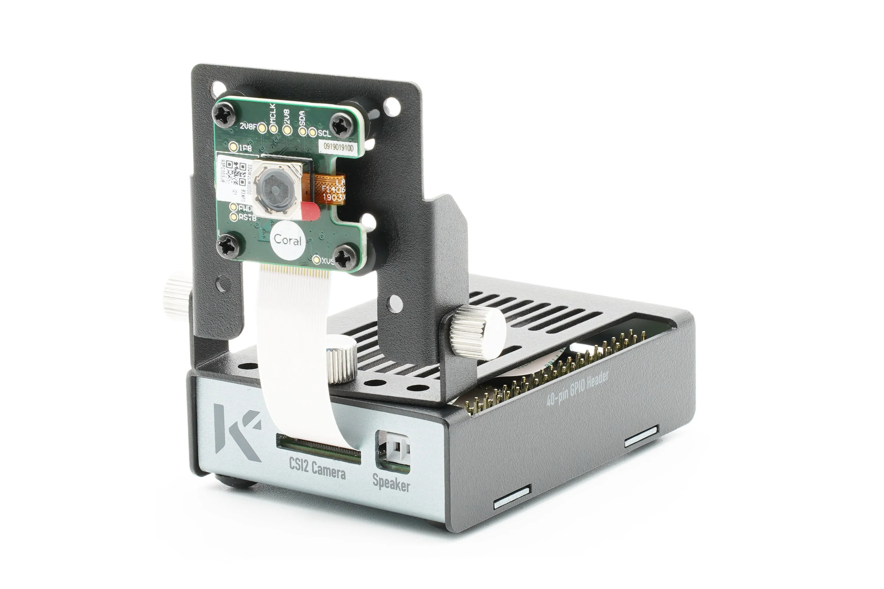 KKSB Coral Dev Board Mini Case with GPIO Access - Black and Gray Aluminium