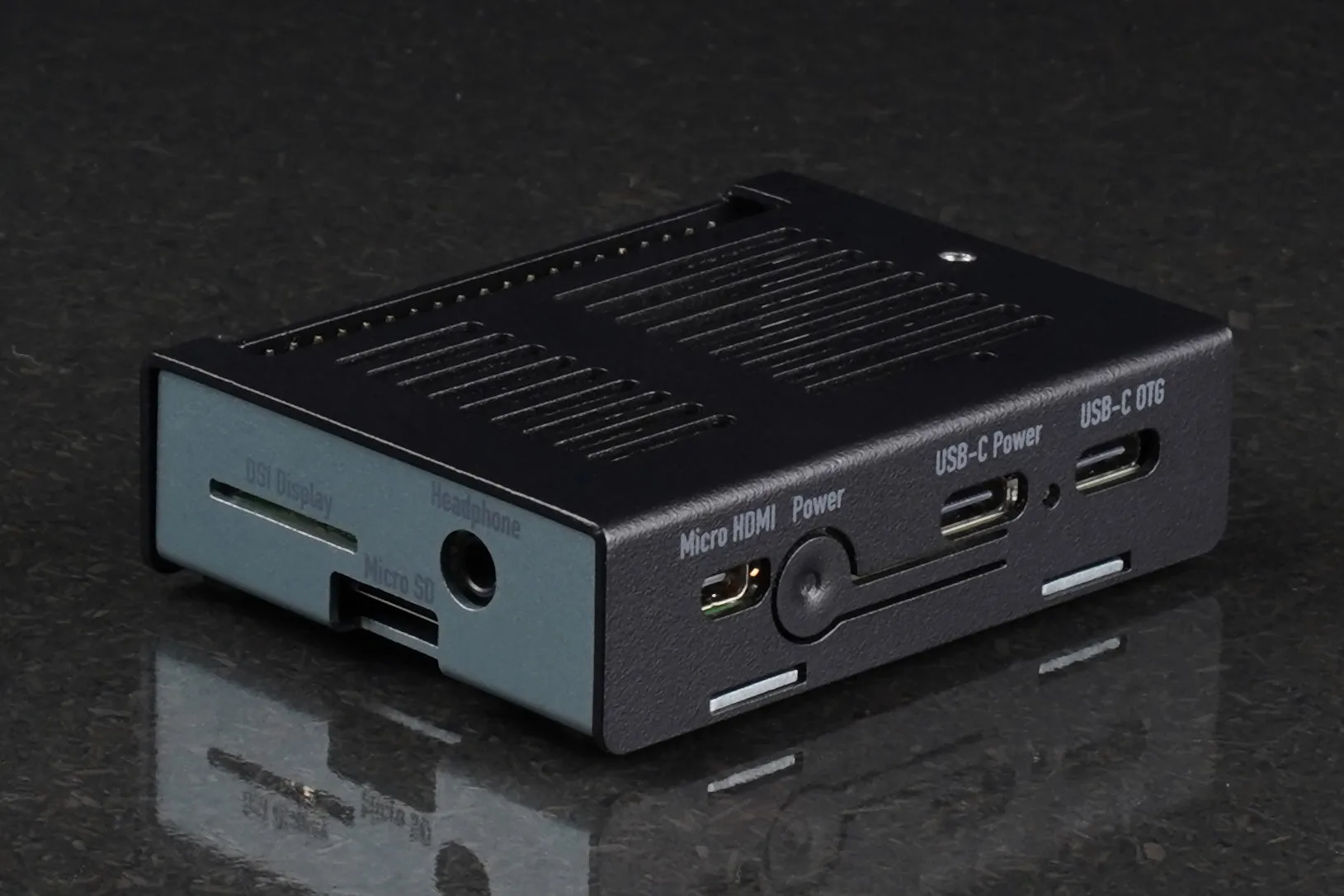 KKSB Coral Dev Board Mini Case with GPIO Access - Black and Gray Aluminium