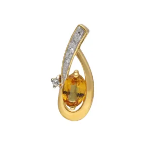 Kosmos Oval Gelber Saphir und Klarer Topas Anhänger in 9ct Gelb Gold