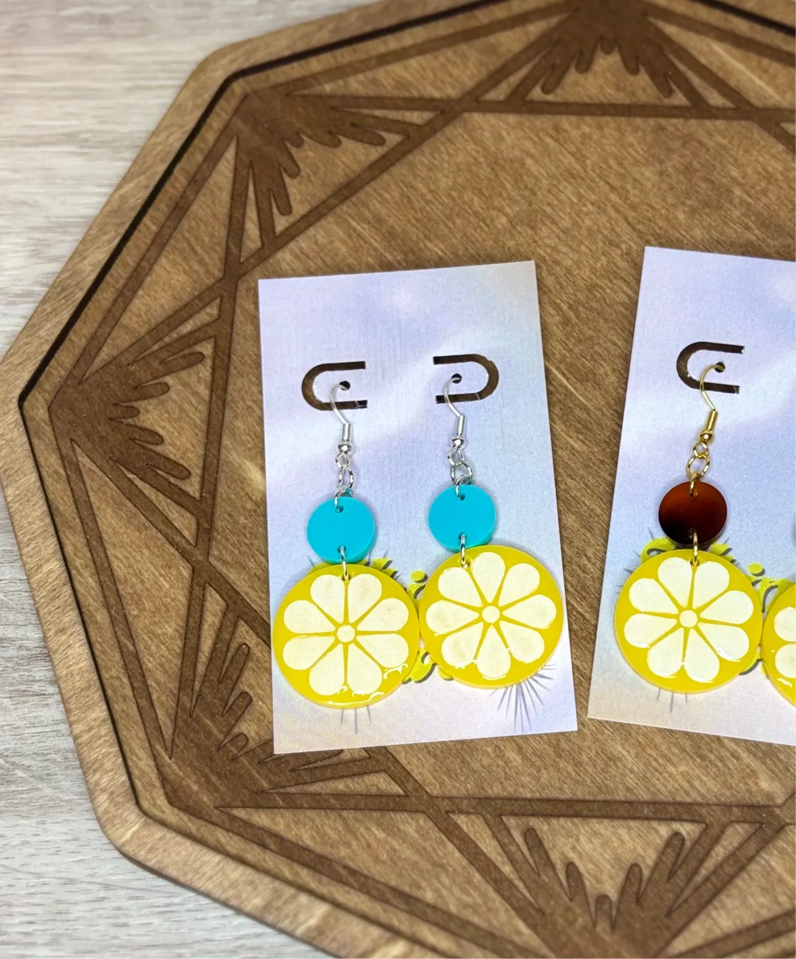 Lemon Double Dangles - Acrylic Earrings