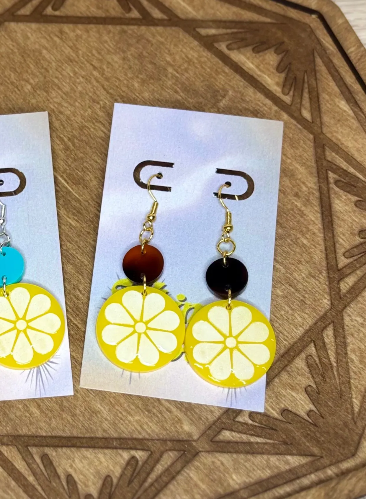 Lemon Double Dangles - Acrylic Earrings