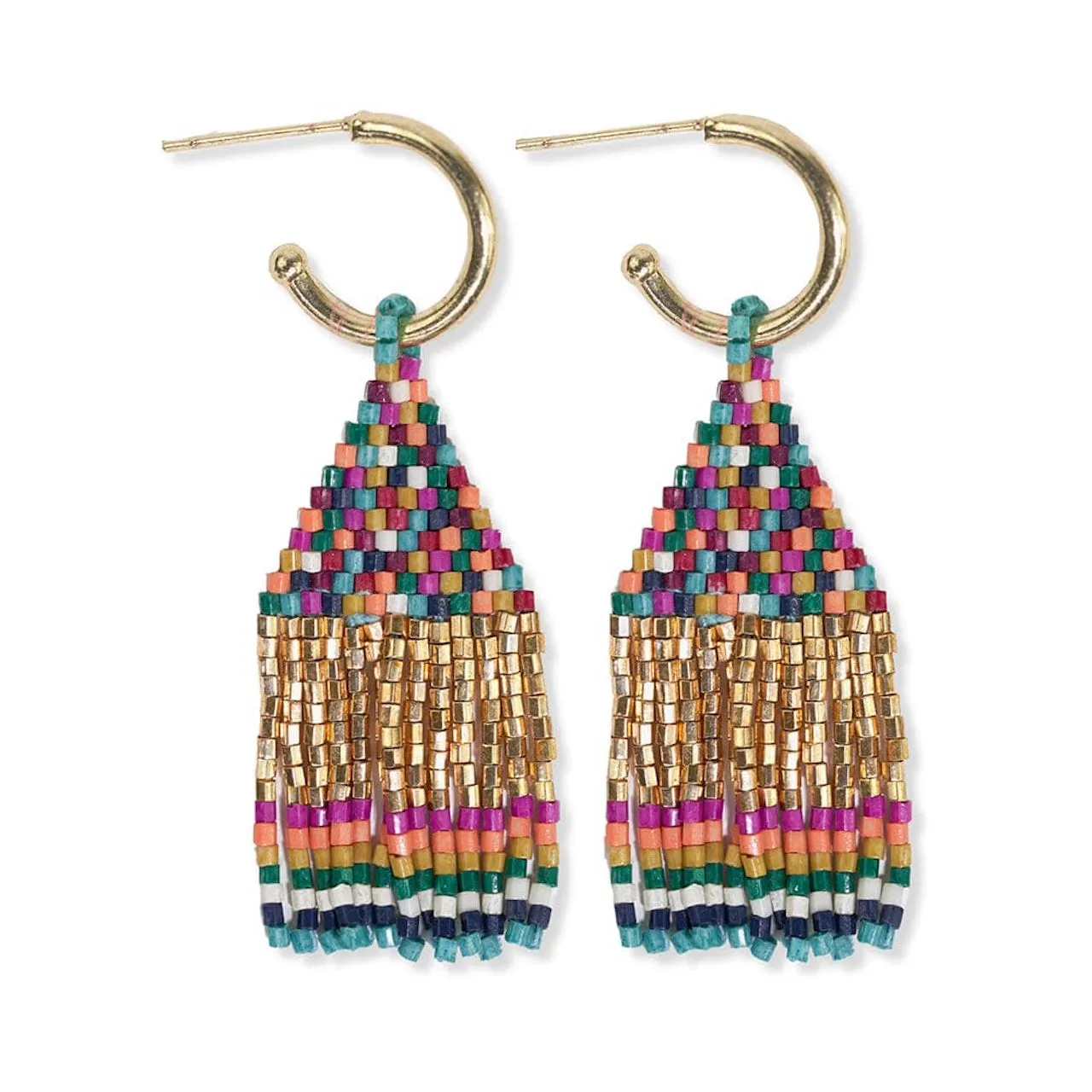 Leta Mini Gold Hoop Fringe Earrings