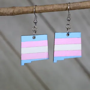 LGBTQIA  New Mexico Trans Flag Wooden Dangle Earrings by Cate's Concepts, LLC
