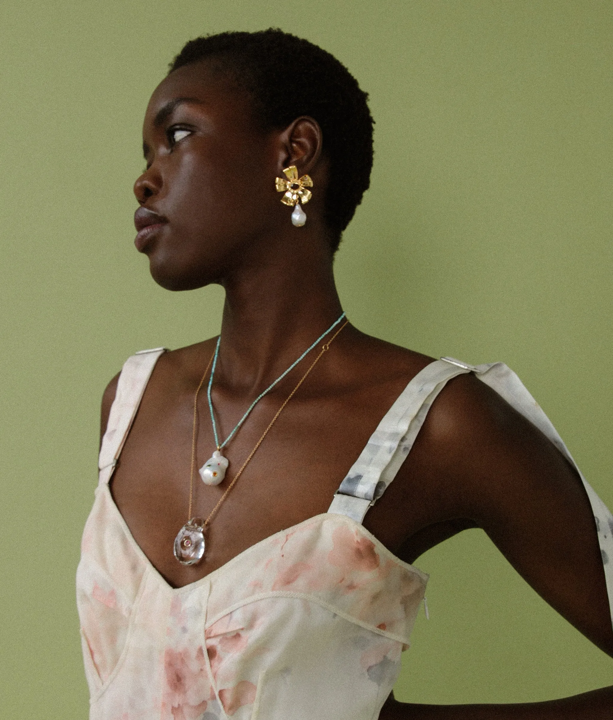 Lotus Pearl Earrings in Gold