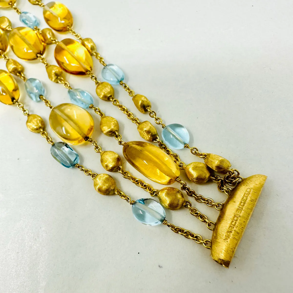 Marco Bicego 18K Gold 5 Strand Bracelet with Blue Topaz and Citrine