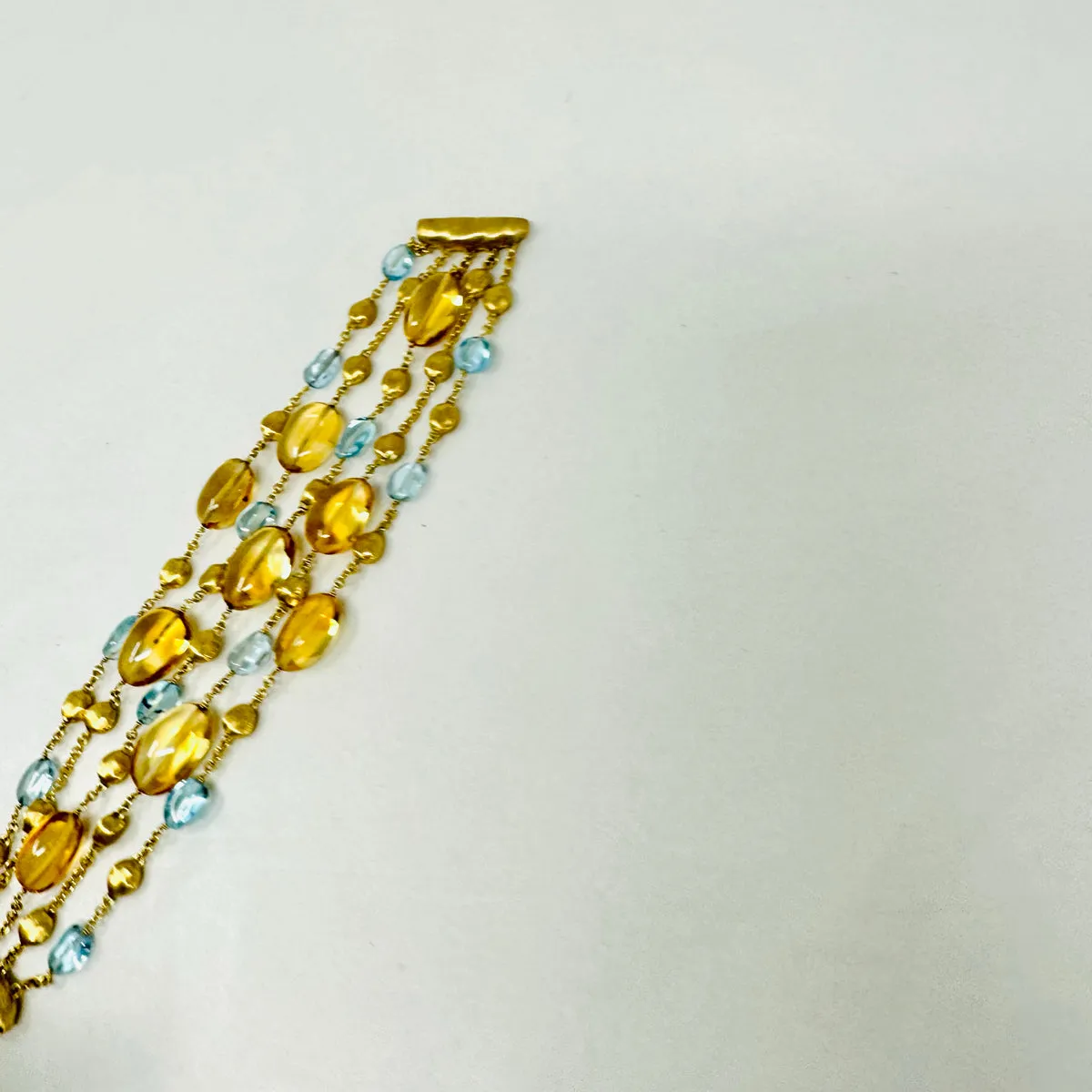 Marco Bicego 18K Gold 5 Strand Bracelet with Blue Topaz and Citrine