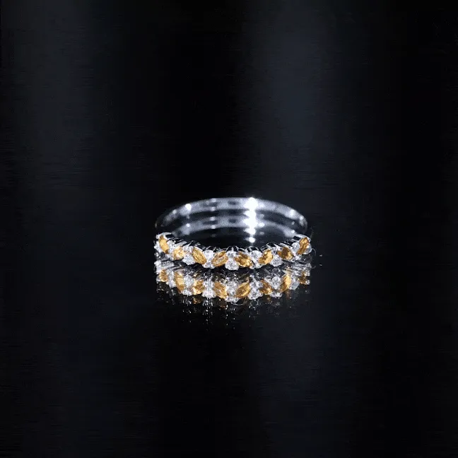Marquise Citrine and Diamond Half Eternity Ring