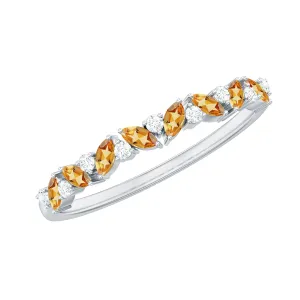 Marquise Citrine and Diamond Half Eternity Ring