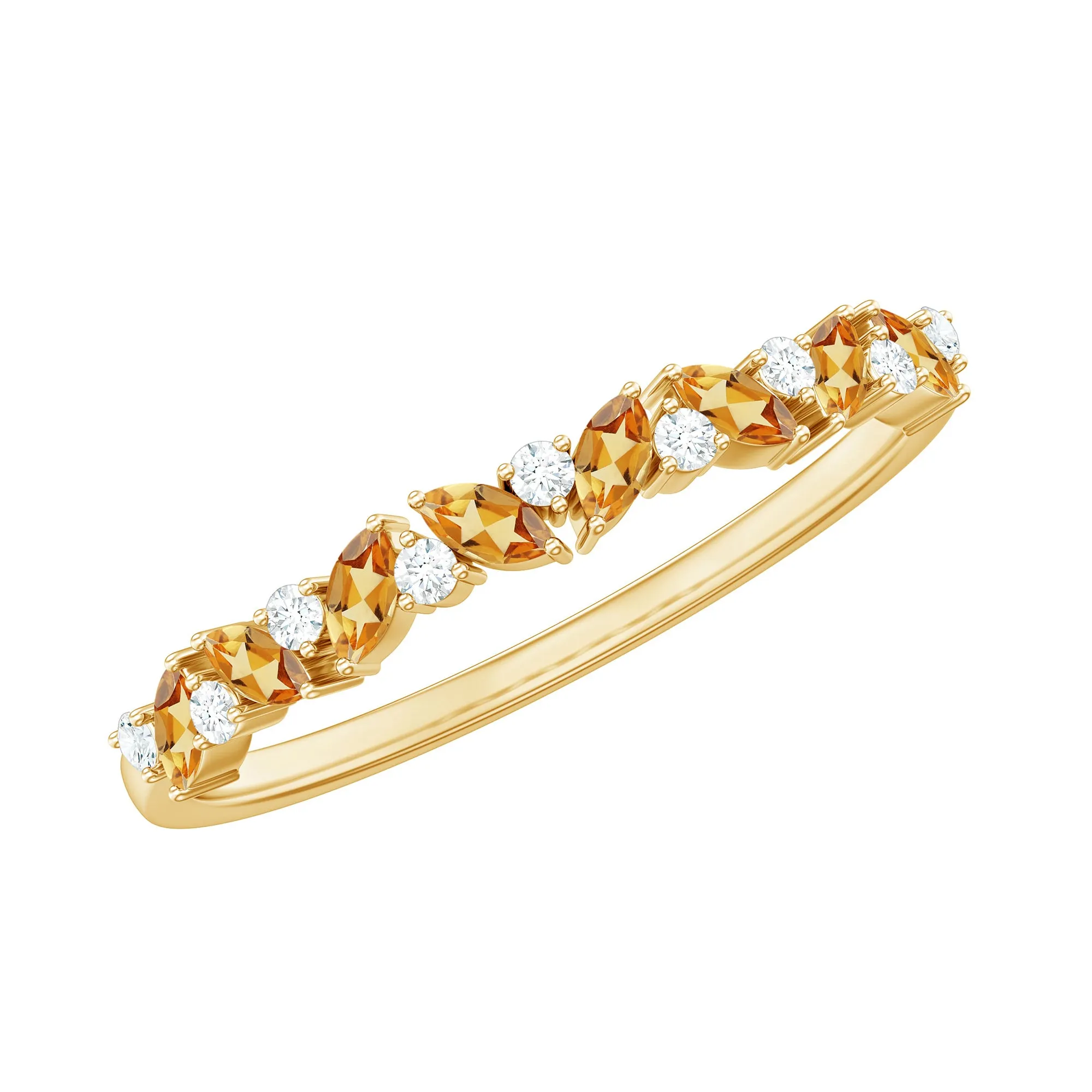 Marquise Citrine and Diamond Half Eternity Ring