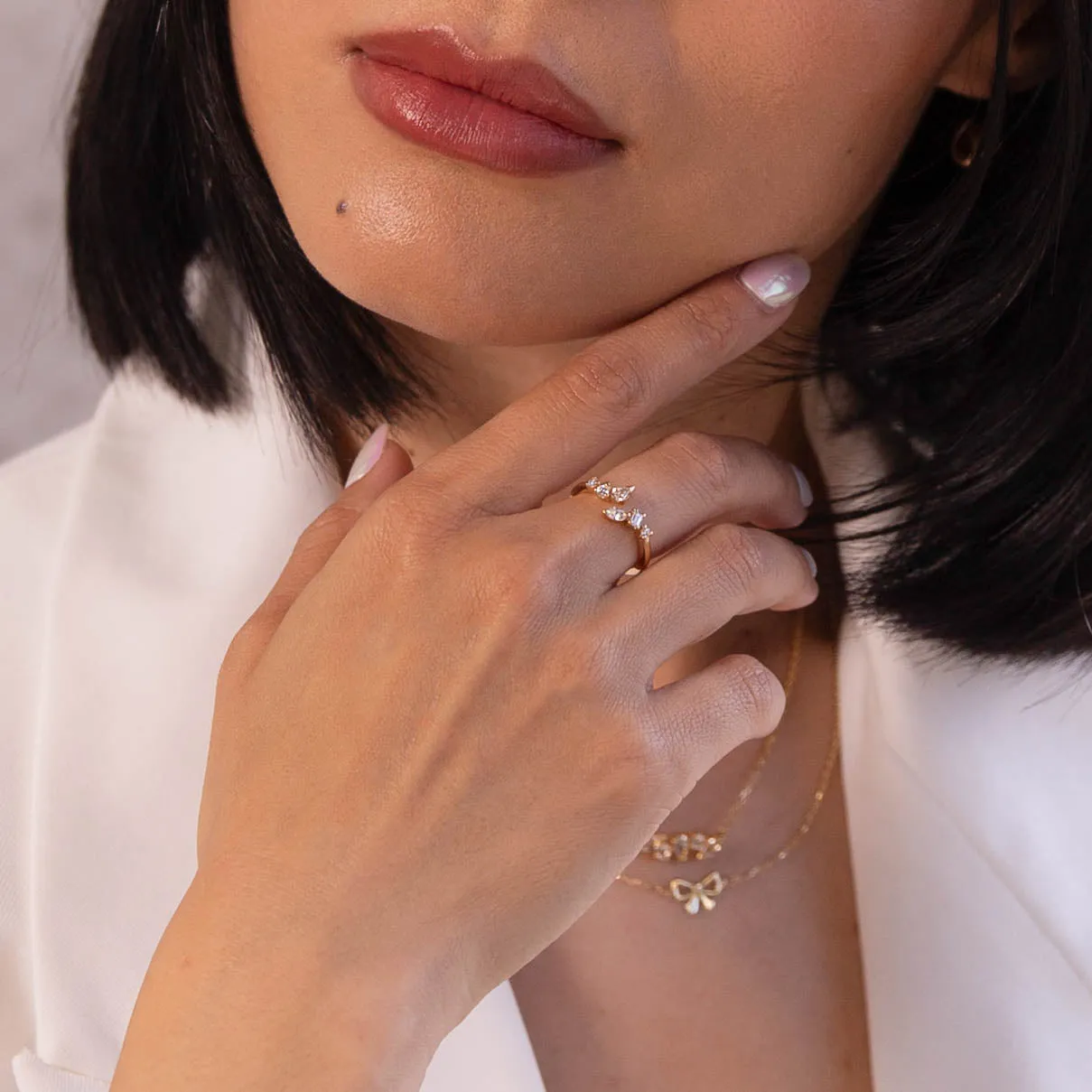 Medley x Dinnara Lab-Grown Diamond 0.25ct Bypass Ring in 10k Gold