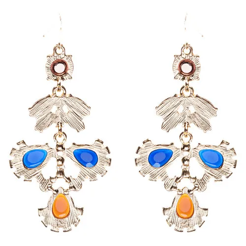 Modern Fashion Crystal Rhinestone Beautiful Floral Design Earrings E819 Navy