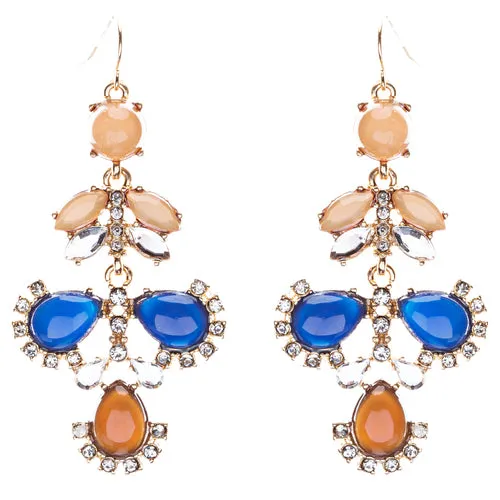 Modern Fashion Crystal Rhinestone Beautiful Floral Design Earrings E819 Navy