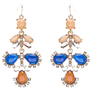 Modern Fashion Crystal Rhinestone Beautiful Floral Design Earrings E819 Navy