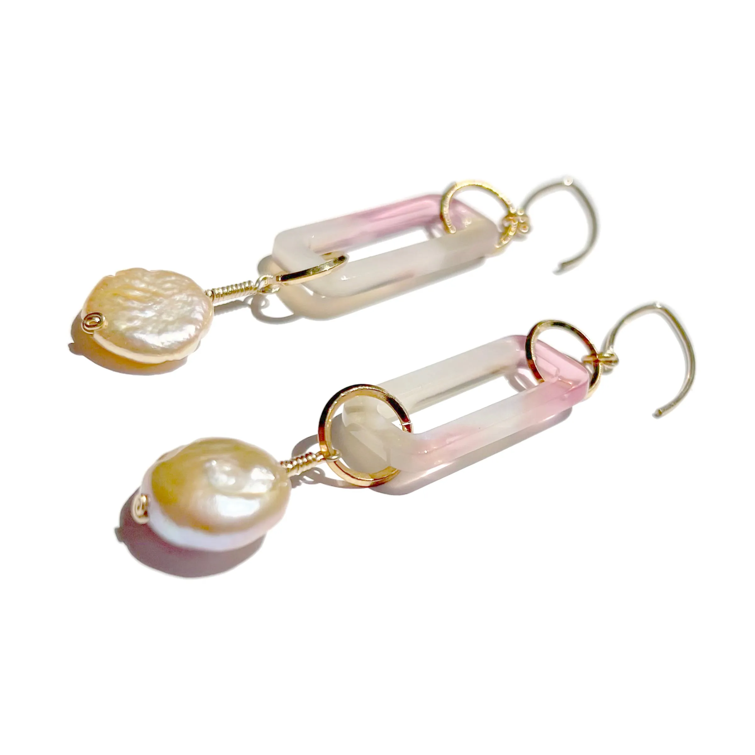 MPR x IMAGINARIUM: Peach Pearl   Roze Quartz Marble Earrings