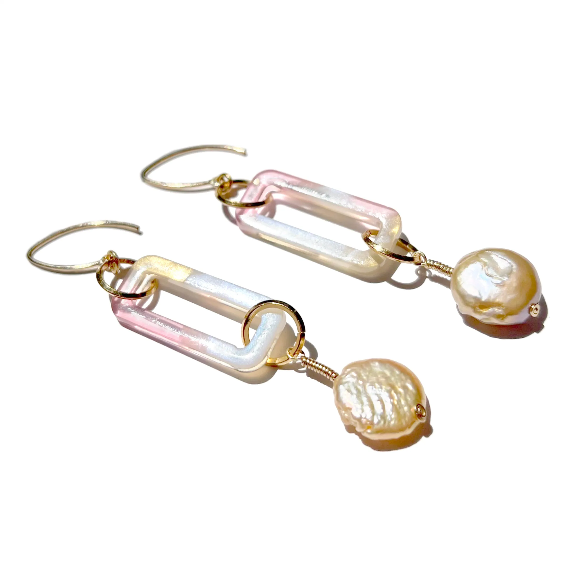 MPR x IMAGINARIUM: Peach Pearl   Roze Quartz Marble Earrings