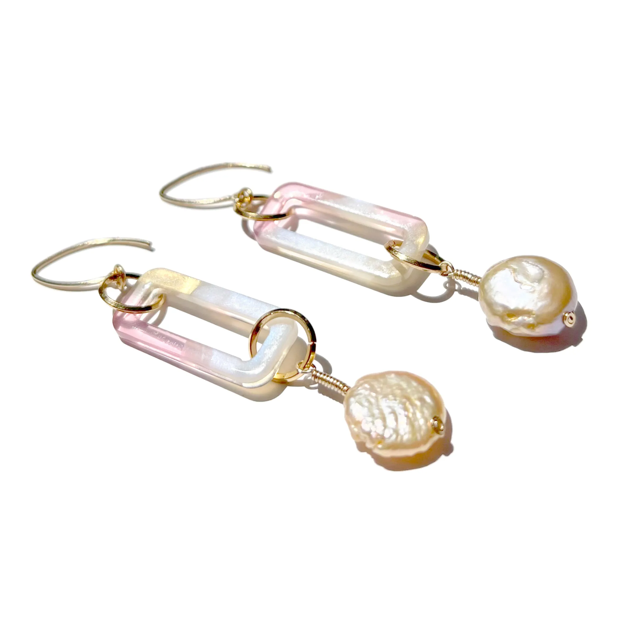 MPR x IMAGINARIUM: Peach Pearl   Roze Quartz Marble Earrings