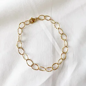 NEW! London Hammered Paperclip Chain Gold Filled Bracelet by True By Kristy