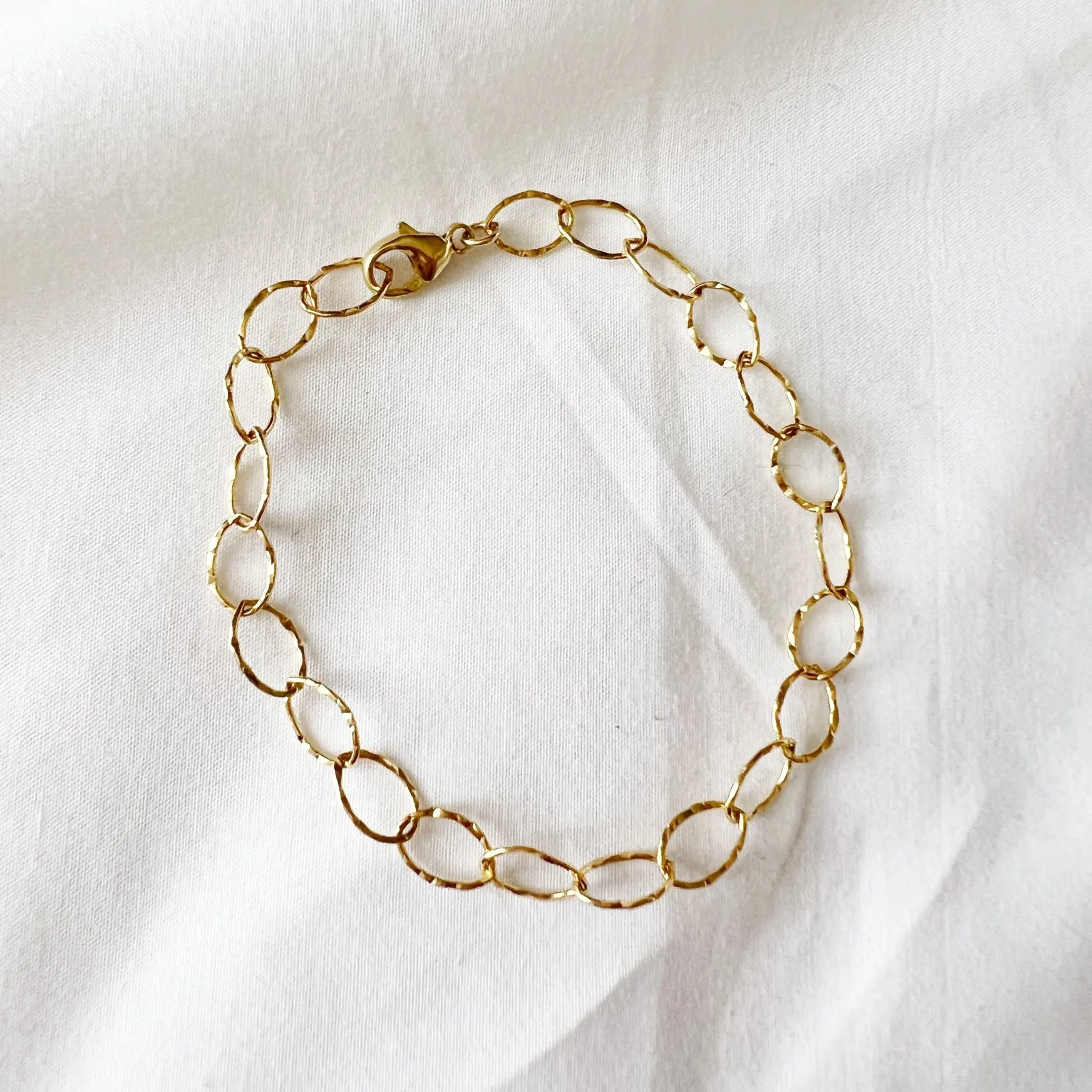 NEW! London Hammered Paperclip Chain Gold Filled Bracelet by True By Kristy