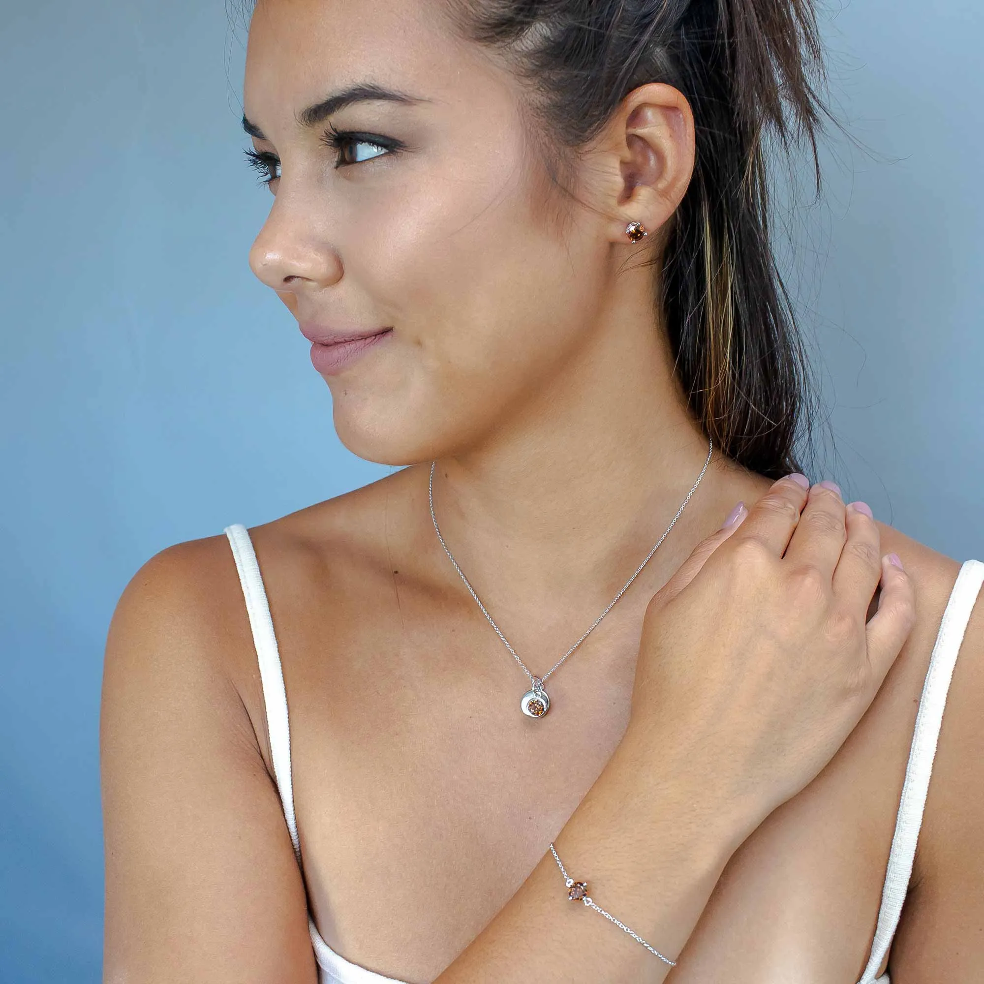 November Birthstone Pendant - Citrine/Topaz