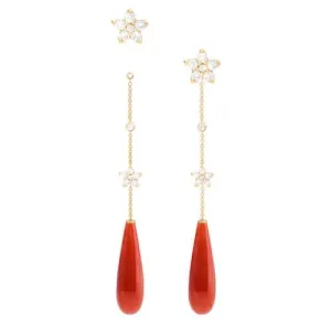 Ole Lynggaard Shooting Star Diamond and Coral Earring Set