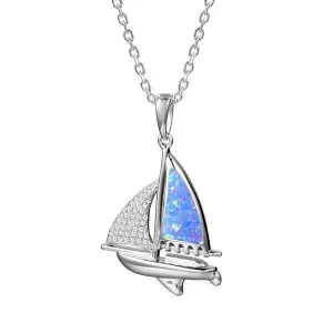 Opal Sailboat Pendant