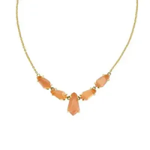 Open Box - Kendra Scott June 14K Gold Over Brass Statement Necklace - Coral Orange