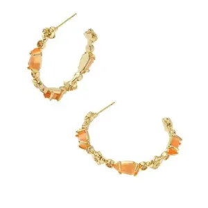 Open Box - Kendra Scott June Mix 14K Gold Over Brass Statement Hoop Earrings - Coral Orange