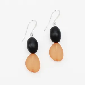 Orange Double Bead Dangle Earrings