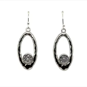 P321 Oval CZ Center Hook Earrings
