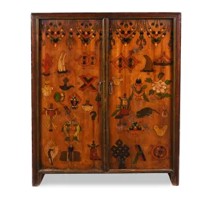 Painted Tibetan Torgam Offering Cabinet - 19thC