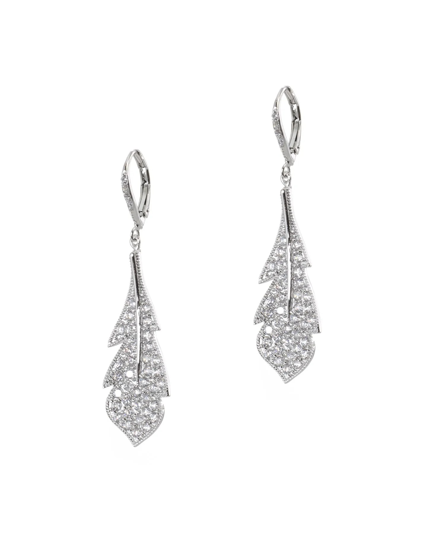 Pave Feather Earrings