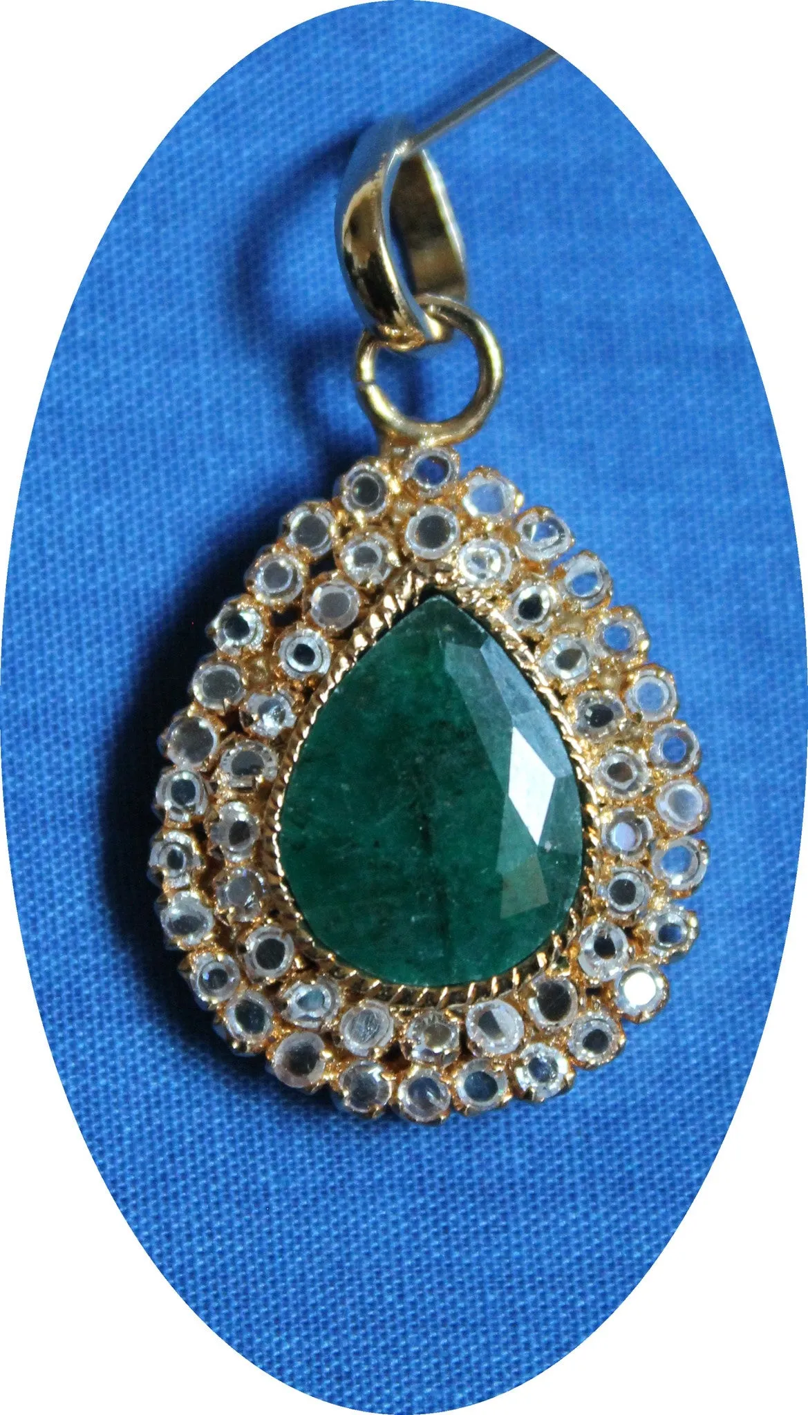 Pendant 082 Gold Impression Emerald Zircon Pendant Earrings Set Shieno