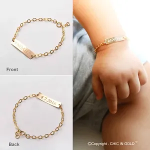 Personalized Baby Name Adjustable bracelet. (14 karat Solid Gold) - CG374B1X.25. Starts at