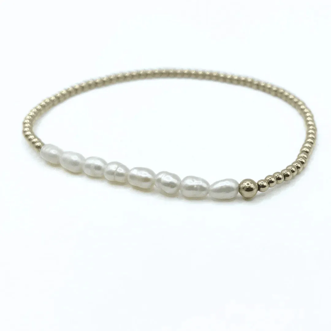 Petite Row Rice Pearl Bracelet