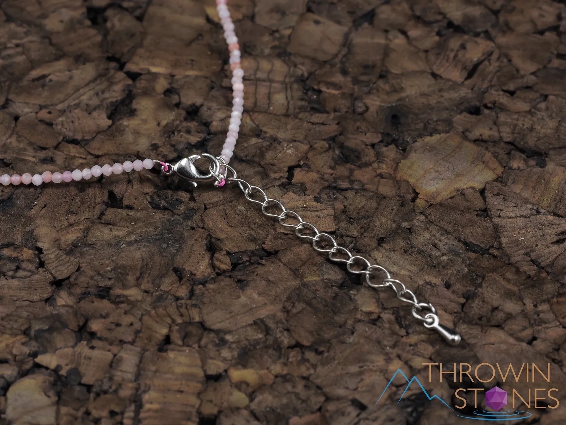 Pink CORAL Crystal Necklace, Choker - Faceted Seed Beads - Dainty Crystal Necklace, Beaded Necklace,  Handmade Jewelry, E1583