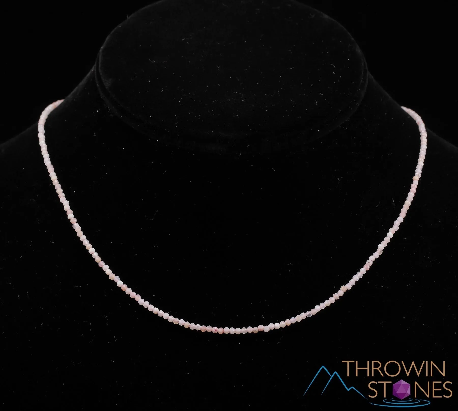 Pink CORAL Crystal Necklace, Choker - Faceted Seed Beads - Dainty Crystal Necklace, Beaded Necklace,  Handmade Jewelry, E1583