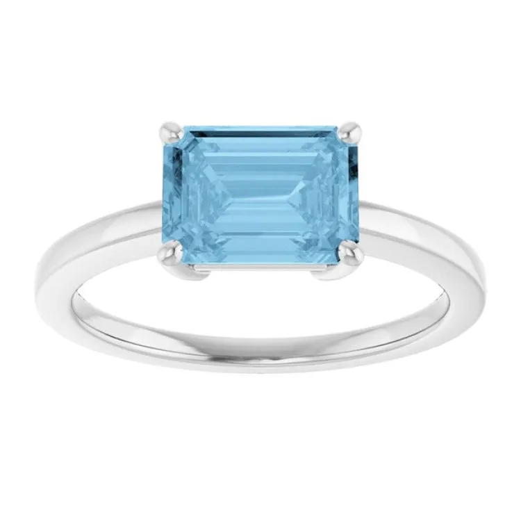 Platinum Natural Sky Blue Topaz Ring