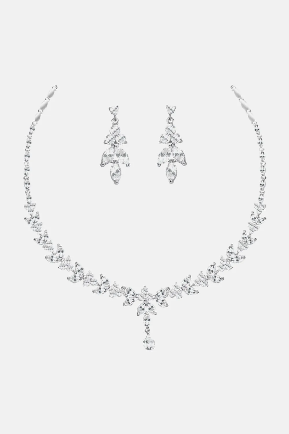 Platinum-Plated Necklace and Drop Earrings Set