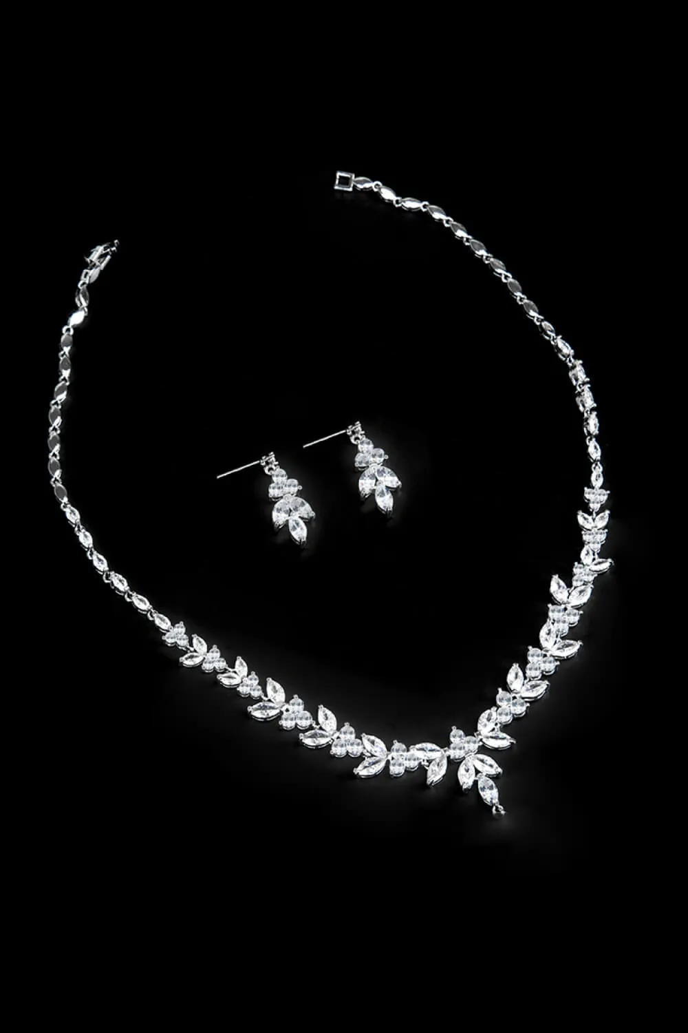 Platinum-Plated Necklace and Drop Earrings Set